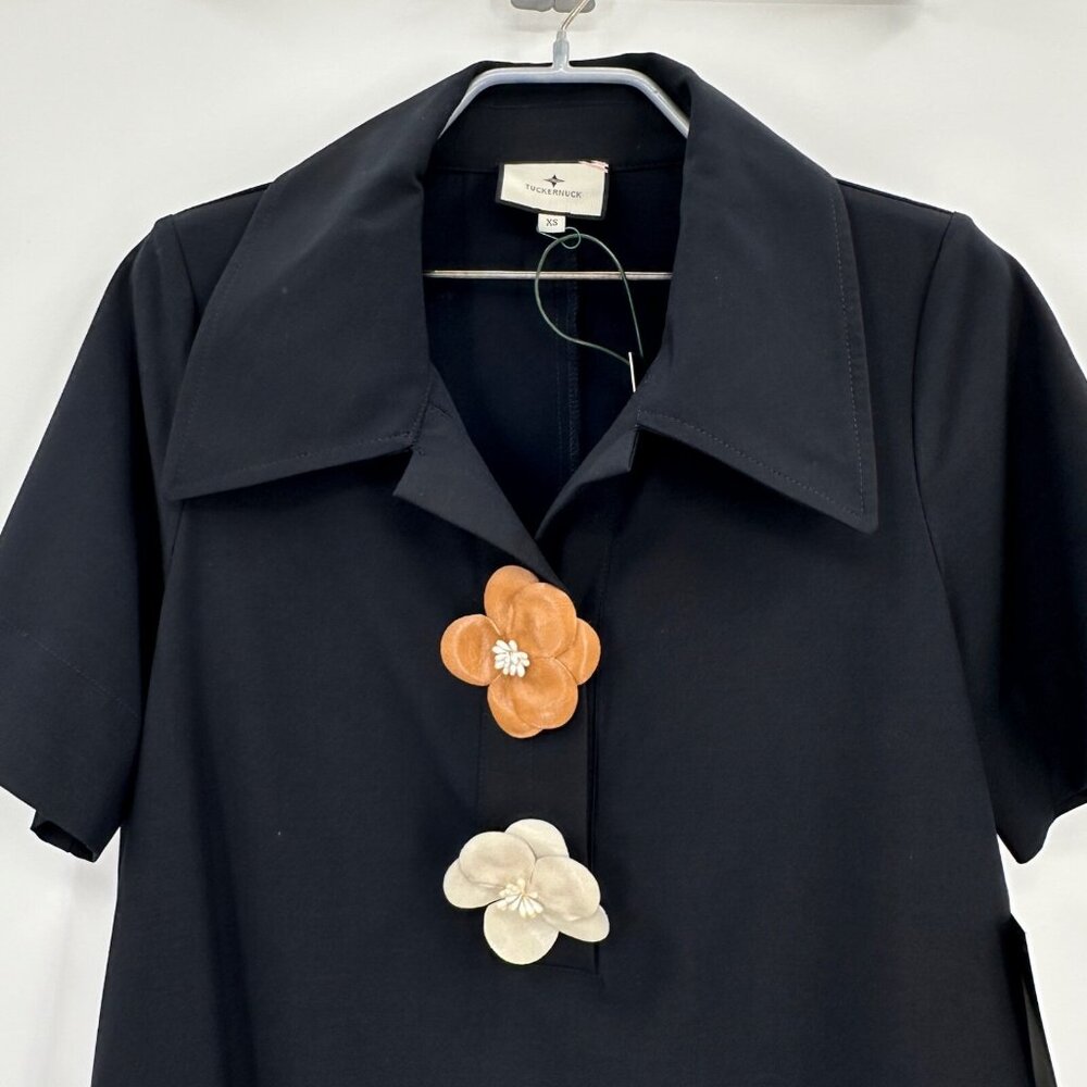 Tuckernuck Midnight Blue Scout Dress sz XS NWT Short Sleeve Shift Mini Collared - Picture 5 of 9
